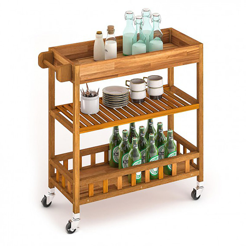 INTERBUILD Solid Wood Bar Cart & Reviews Wayfair